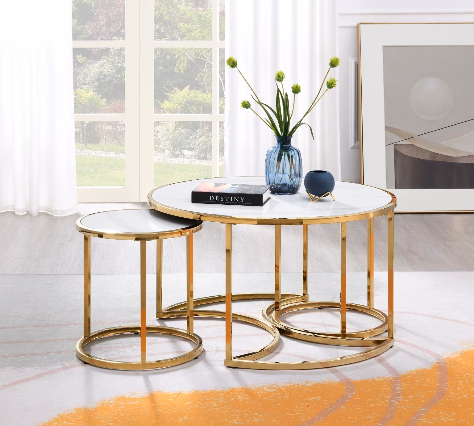 Gold Coffee Table & 2 End Table photo 1